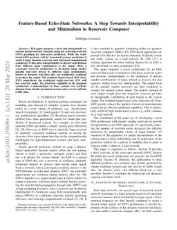Feature-Based Echo-State Networks: A Step Towards Interpretability and
  Minimalism in Reservoir Computer
