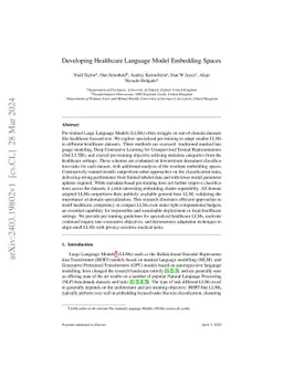 Developing Healthcare Language Model Embedding Spaces