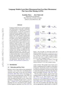 Language Models Learn Rare Phenomena from Less Rare Phenomena: The Case of the Missing AANNs