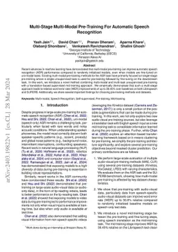 Multi-Stage Multi-Modal Pre-Training for Automatic Speech Recognition