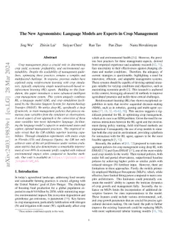 The New Agronomists: Language Models are Experts in Crop Management