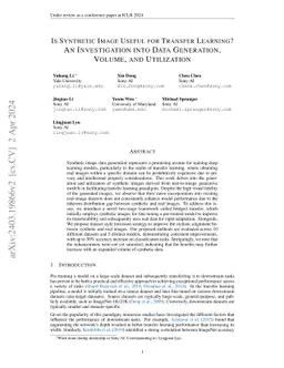 Is Synthetic Image Useful for Transfer Learning? An Investigation into
  Data Generation, Volume, and Utilization