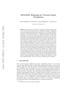 DeNetDM: Debiasing by Network Depth Modulation