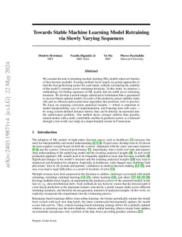 Towards Stable Machine Learning Model Retraining via Slowly Varying Sequences