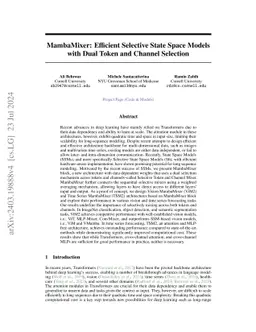 MambaMixer: Efficient Selective State Space Models with Dual Token and
  Channel Selection
