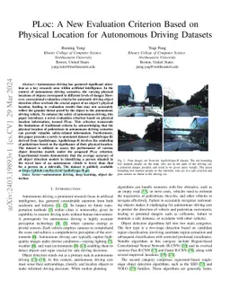 PLoc: A New Evaluation Criterion Based on Physical Location for
  Autonomous Driving Datasets