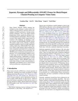 Separate, Dynamic and Differentiable (SMART) Pruner for Block/Output
  Channel Pruning on Computer Vision Tasks