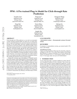 PPM : A Pre-trained Plug-in Model for Click-through Rate Prediction