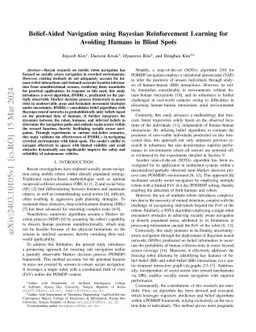 Belief Aided Navigation using Bayesian Reinforcement Learning for
  Avoiding Humans in Blind Spots