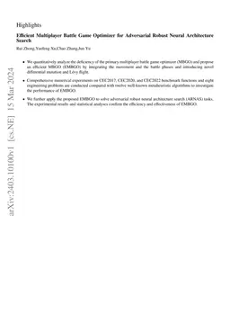 Efficient Multiplayer Battle Game Optimizer for Adversarial Robust
  Neural Architecture Search