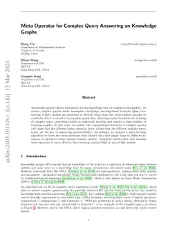 Meta Operator for Complex Query Answering on Knowledge Graphs