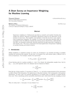 A Short Survey on Importance Weighting for Machine Learning