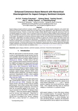Enhanced Coherence-Aware Network with Hierarchical Disentanglement for
  Aspect-Category Sentiment Analysis