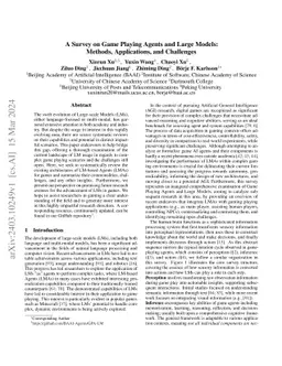 A Survey on Game Playing Agents and Large Models: Methods, Applications,
  and Challenges