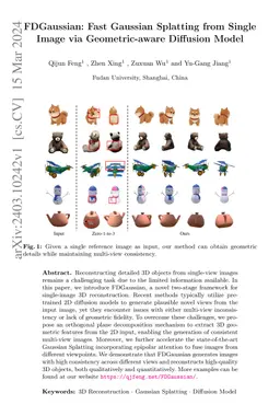 FDGaussian: Fast Gaussian Splatting from Single Image via
  Geometric-aware Diffusion Model