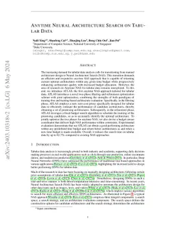 Anytime Neural Architecture Search on Tabular Data