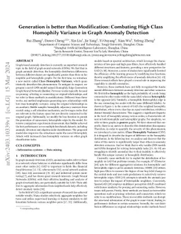 Generation is better than Modification: Combating High Class Homophily
  Variance in Graph Anomaly Detection