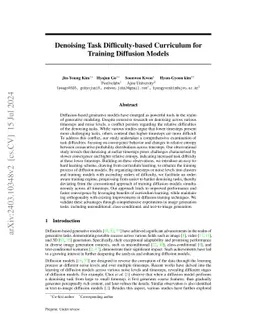 Denoising Task Difficulty-based Curriculum for Training Diffusion Models