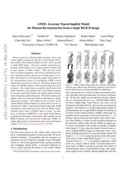 ANIM: Accurate Neural Implicit Model for Human Reconstruction from a
  single RGB-D image