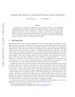 Scalable Algorithms for Individual Preference Stable Clustering
