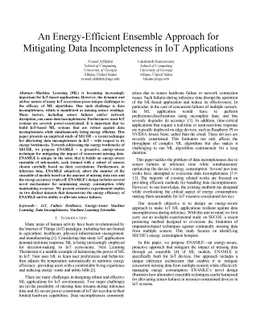 An Energy-Efficient Ensemble Approach for Mitigating Data Incompleteness
  in IoT Applications