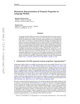 Monotonic Representation of Numeric Properties in Language Models