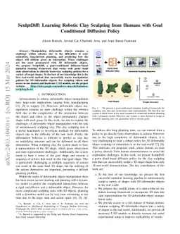 SculptDiff: Learning Robotic Clay Sculpting from Humans with Goal
  Conditioned Diffusion Policy