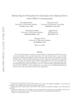 Robust Sparse Estimation for Gaussians with Optimal Error under Huber
  Contamination