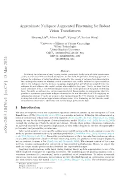 Approximate Nullspace Augmented Finetuning for Robust Vision Transformers