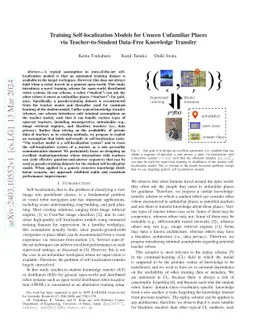 Training Self-localization Models for Unseen Unfamiliar Places via
  Teacher-to-Student Data-Free Knowledge Transfer