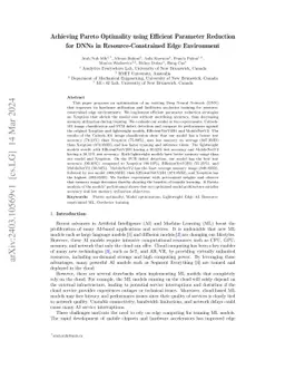 Achieving Pareto Optimality using Efficient Parameter Reduction for DNNs
  in Resource-Constrained Edge Environment