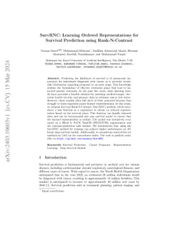 SurvRNC: Learning Ordered Representations for Survival Prediction using
  Rank-N-Contrast