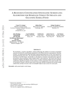 A resource-constrained stochastic scheduling algorithm for homeless
  street outreach and gleaning edible food