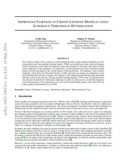 Improving Fairness in Credit Lending Models using Subgroup Threshold
  Optimization