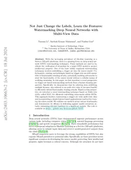 Not Just Change the Labels, Learn the Features: Watermarking Deep Neural
  Networks with Multi-View Data