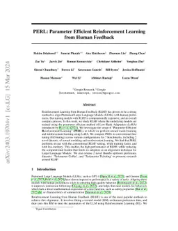 PERL: Parameter Efficient Reinforcement Learning from Human Feedback