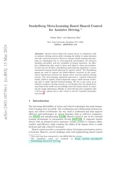 Stackelberg Meta-Learning Based Shared Control for Assistive Driving
