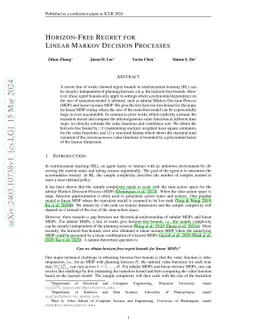 Horizon-Free Regret for Linear Markov Decision Processes