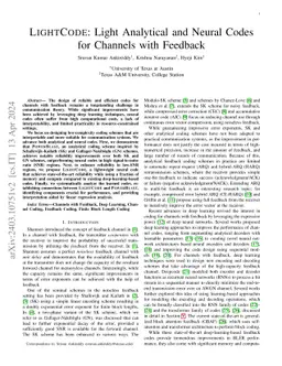 LIGHTCODE: Light Analytical and Neural Codes for Channels with Feedback