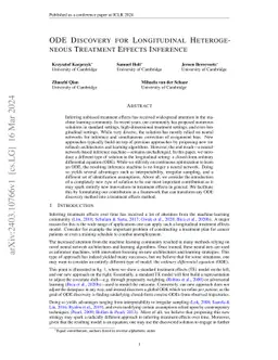 ODE Discovery for Longitudinal Heterogeneous Treatment Effects Inference