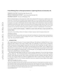 From Melting Pots to Misrepresentations: Exploring Harms in Generative
  AI