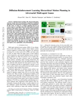 Diffusion-Reinforcement Learning Hierarchical Motion Planning in Multi-agent Adversarial Games