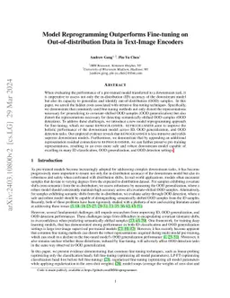 Model Reprogramming Outperforms Fine-tuning on Out-of-distribution Data
  in Text-Image Encoders