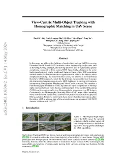 View-Centric Multi-Object Tracking with Homographic Matching in Moving UAV