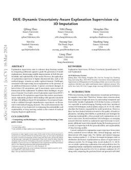 DUE: Dynamic Uncertainty-Aware Explanation Supervision via 3D Imputation