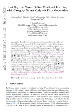 Just Say the Name: Online Continual Learning with Category Names Only
  via Data Generation