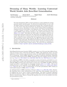 Dreaming of Many Worlds: Learning Contextual World Models Aids Zero-Shot
  Generalization