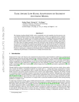 Task-Aware Low-Rank Adaptation of Segment Anything Model