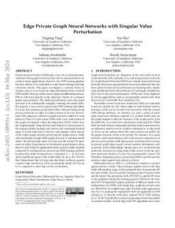 Edge Private Graph Neural Networks with Singular Value Perturbation