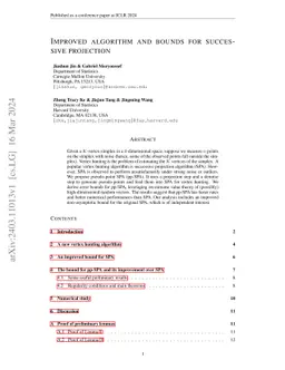 Improved Algorithm and Bounds for Successive Projection